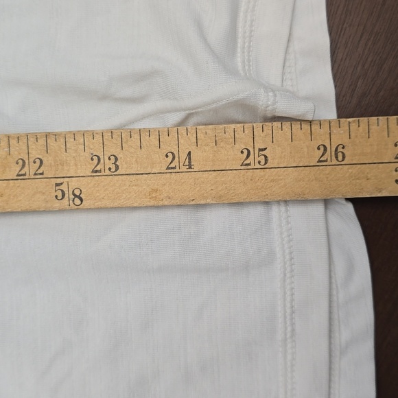 ATHLETA Women's L Cream Cap Sleeve Tee Quarter Zip Performance Pocket - Picture 6 of 7